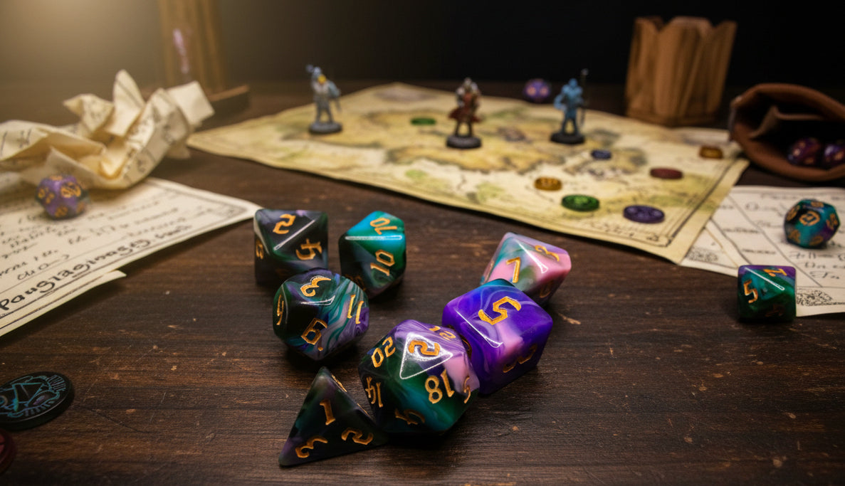 7 Piece Acrylic Polyhedral Dice Set – Hand-Painted RPG D&D Dice for Dungeons & Dragons, Pathfinder