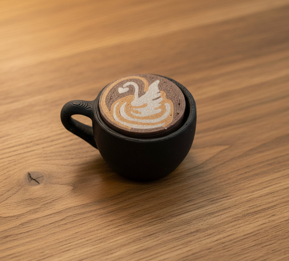 Latte Art Fidget Clicker | 3D Printed Realistic Coffee Cup Desk Accessory
