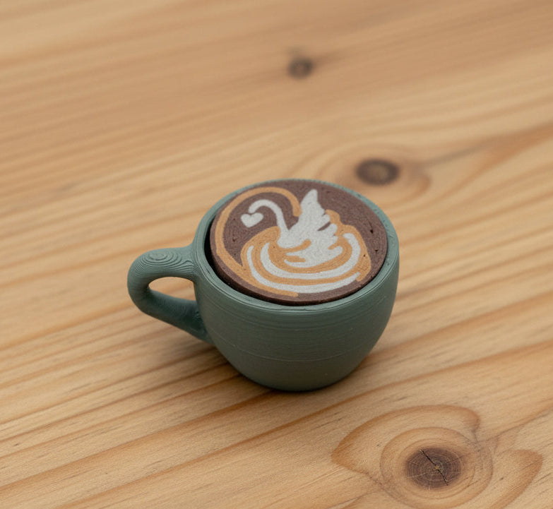 Latte Art Fidget Clicker | 3D Printed Realistic Coffee Cup Desk Accessory