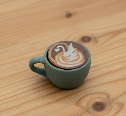 Latte Art Fidget Clicker | 3D Printed Realistic Coffee Cup Desk Accessory