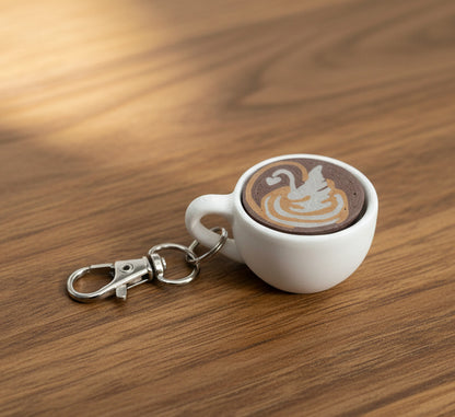 Latte Art Fidget Clicker Keychain | 3D Printed Mini Coffee Cup