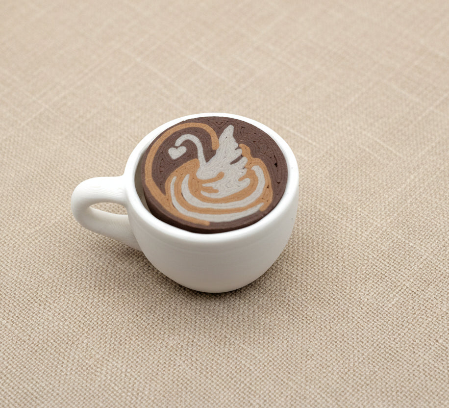 Latte Art Fidget Clicker | 3D Printed Realistic Coffee Cup Desk Accessory