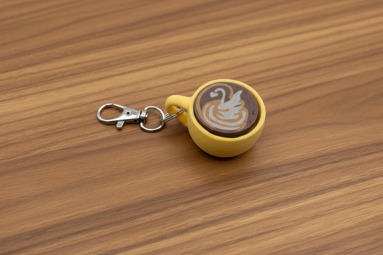 Latte Art Fidget Clicker Keychain | 3D Printed Mini Coffee Cup