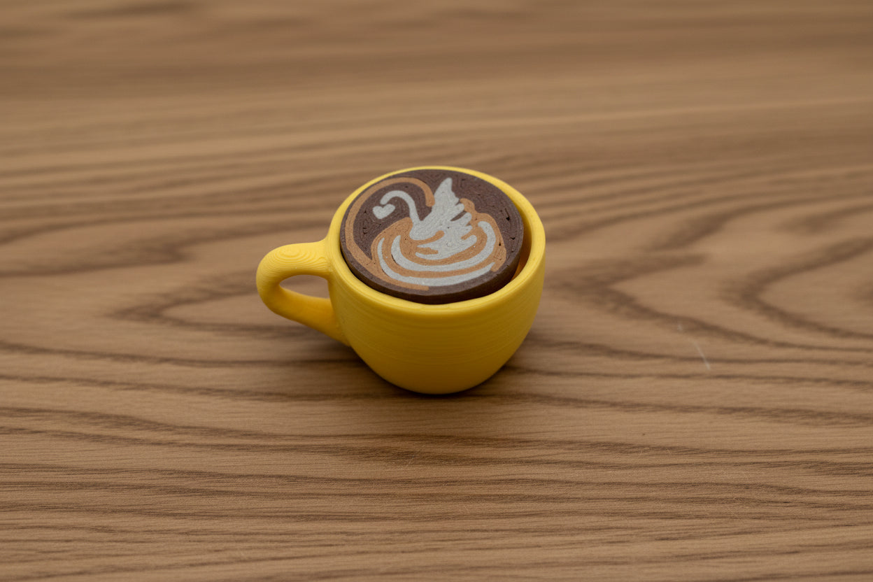 Latte Art Fidget Clicker | 3D Printed Realistic Coffee Cup Desk Accessory