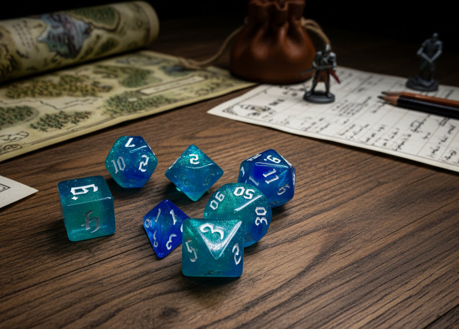 7 Piece Acrylic Polyhedral Dice Set – Hand-Painted RPG D&D Dice for Dungeons & Dragons, Pathfinder