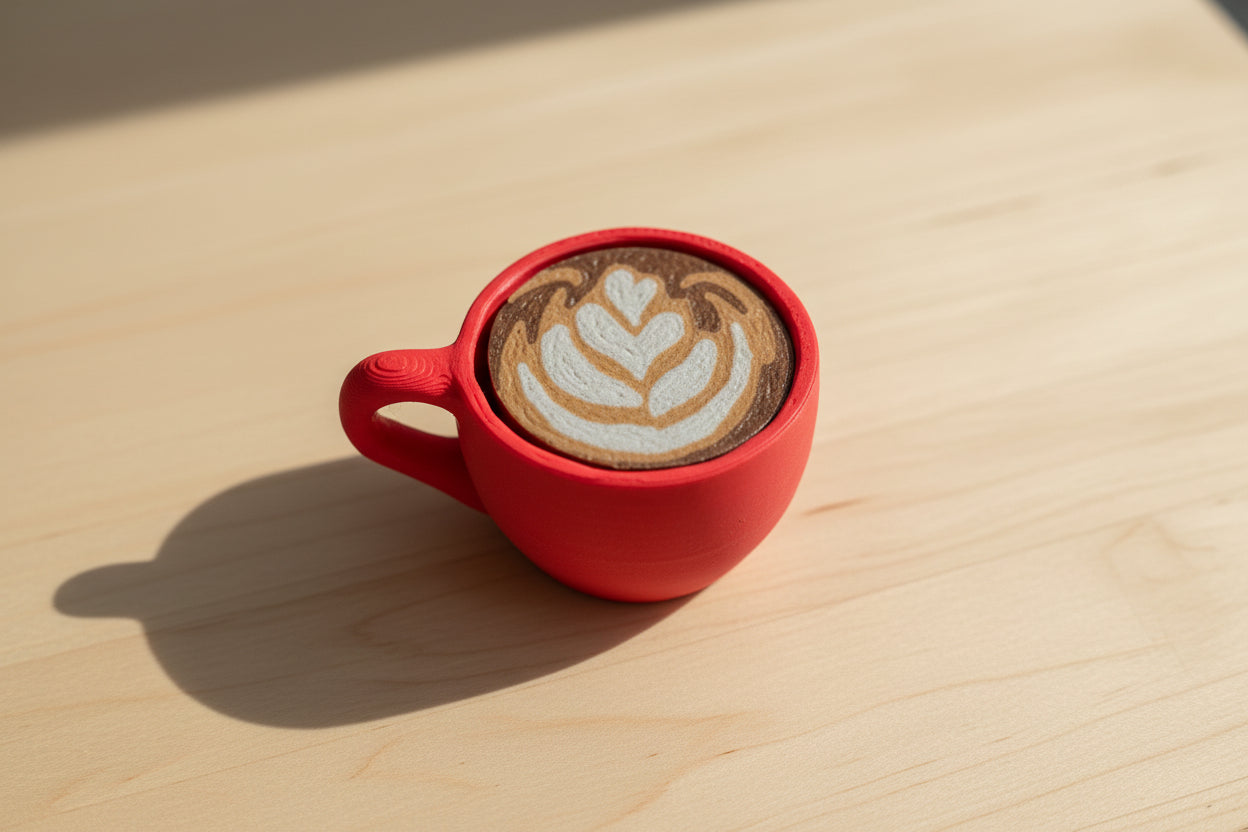 Latte Art Fidget Clicker | 3D Printed Realistic Coffee Cup Desk Accessory