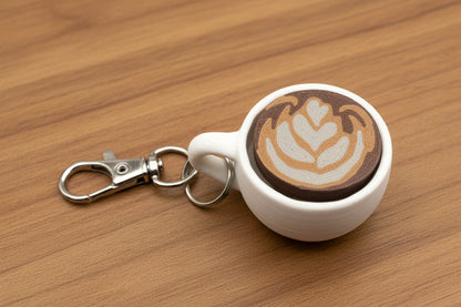 Latte Art Fidget Clicker Keychain | 3D Printed Mini Coffee Cup