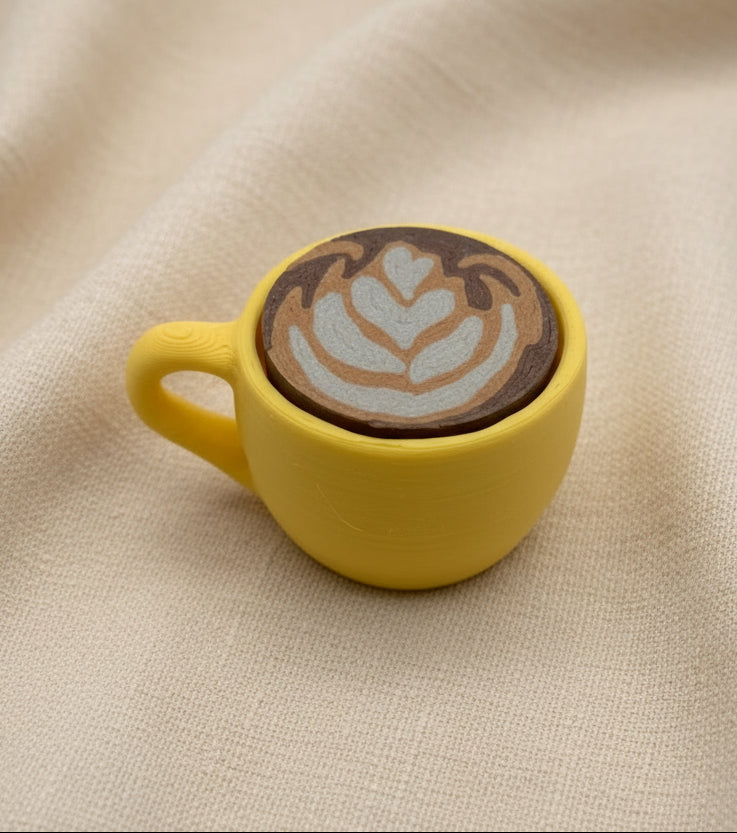 Latte Art Fidget Clicker | 3D Printed Realistic Coffee Cup Desk Accessory
