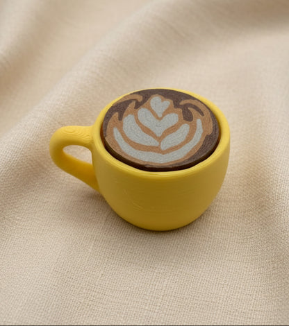 Latte Art Fidget Clicker | 3D Printed Realistic Coffee Cup Desk Accessory