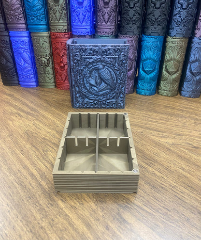 Raven Nevermore Reforged Tome DnD Dice Storage Tray | 3D Printed Book Box