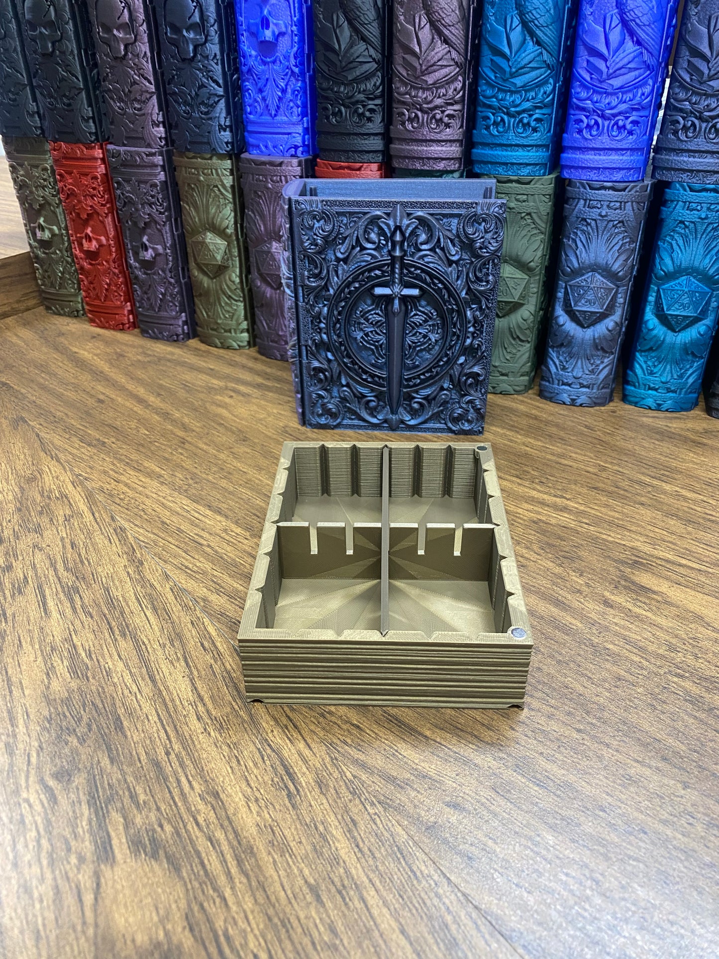 Fighter Reforged Tome DnD Dice Storage Tray | 3D Printed Book Box