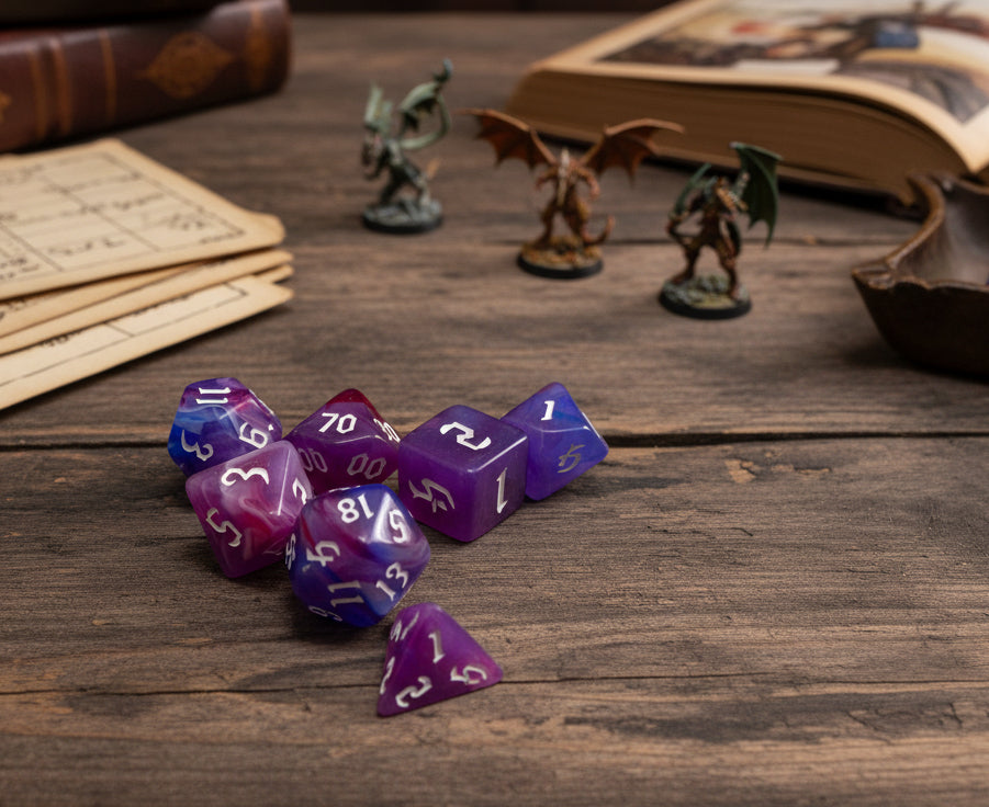7 Piece Acrylic Polyhedral Dice Set – Hand-Painted RPG D&D Dice for Dungeons & Dragons, Pathfinder