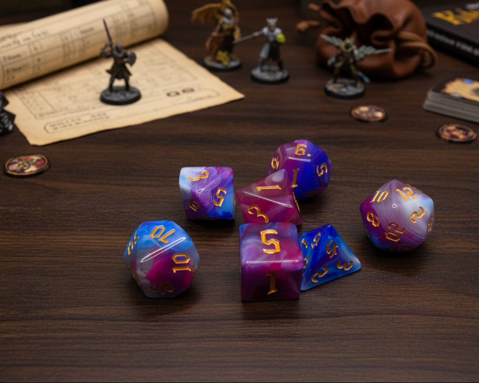 7 Piece Acrylic Polyhedral Dice Set – Hand-Painted RPG D&D Dice for Dungeons & Dragons, Pathfinder