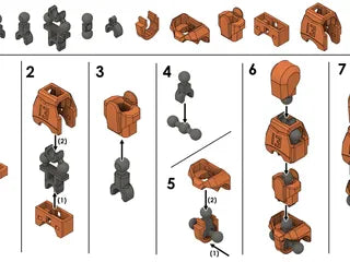 Dummy 13 – Colorful Articulated Action Figure Assembled and Unassembled