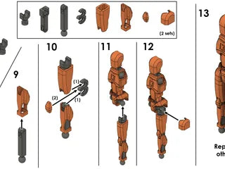 Dummy 13 – Colorful Articulated Action Figure Assembled and Unassembled
