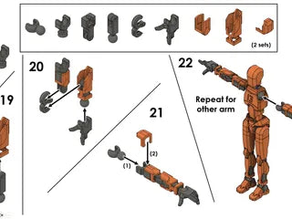 Dummy 13 – Colorful Articulated Action Figure Assembled and Unassembled