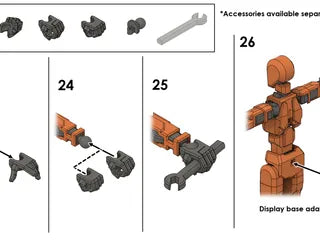 Dummy 13 – Colorful Articulated Action Figure Assembled and Unassembled