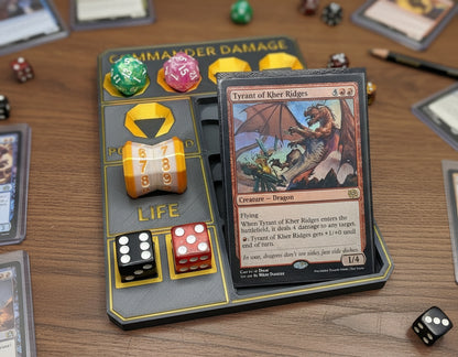 MTG Commander Tray with Card Stand | 3D Printed EDH Damage Tracker