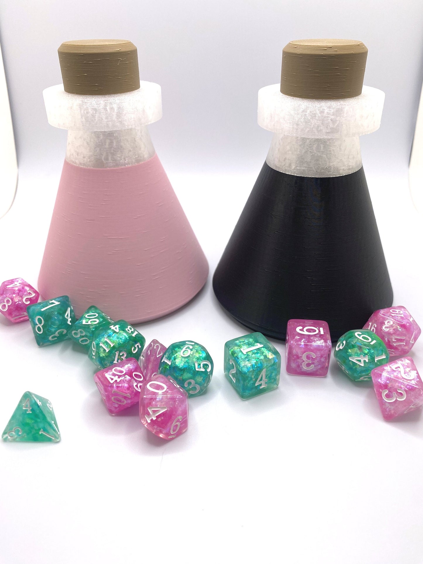 Potion Bottle Great for Gaming Decor and Secret Storage for 2 sets of D&D Dice or other RuneScape, LARP items.