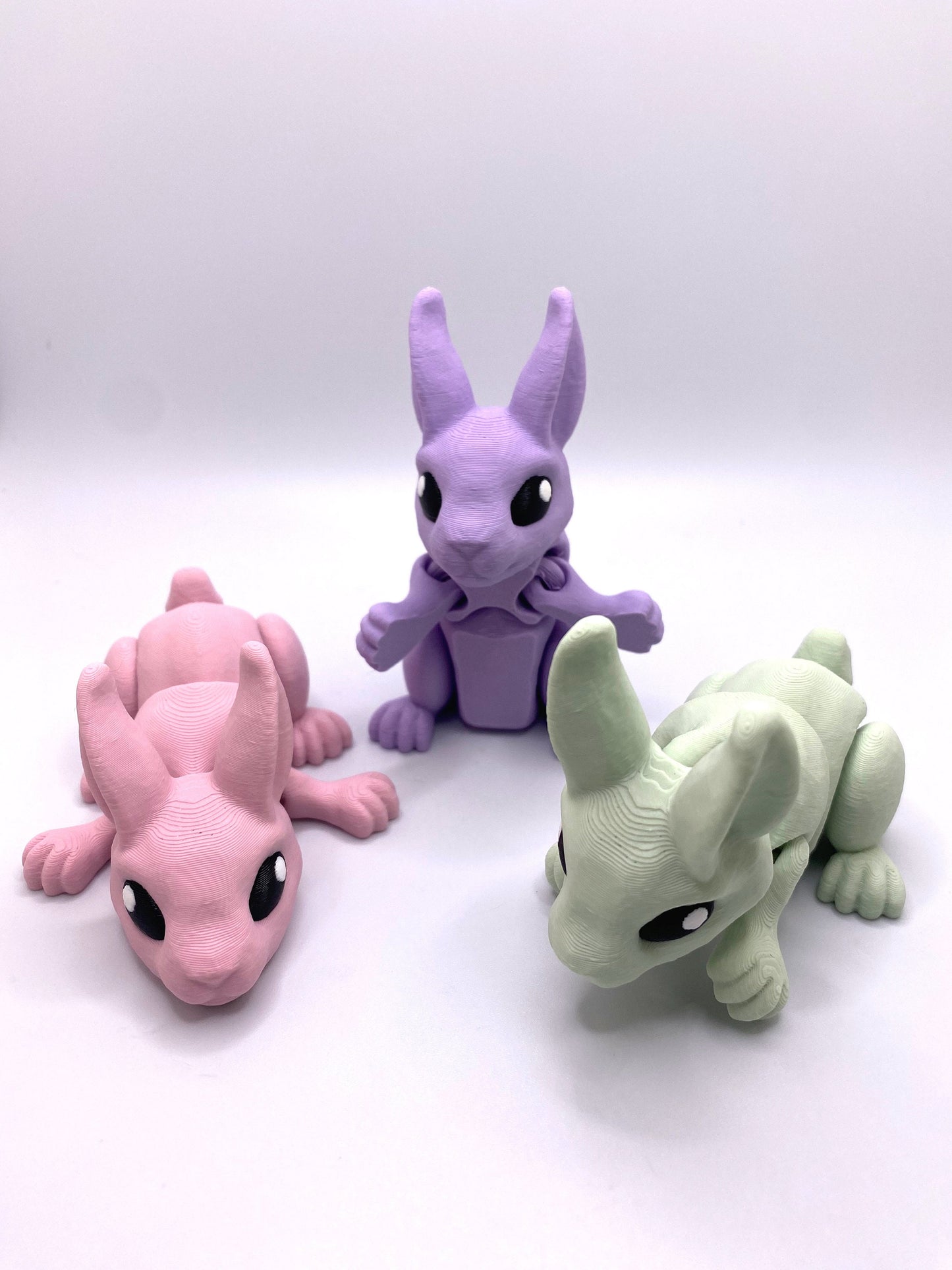 Mini Tiny Bunnies with Articulated Limbs great for a fidget toy, home decor, Easter Celebration, or your Easter Basket.