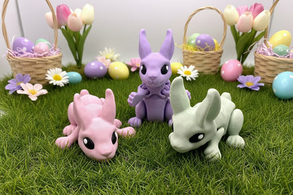 Mini Articulated Bunny Fidget Toy | 3D Printed Posable Flexi Rabbit