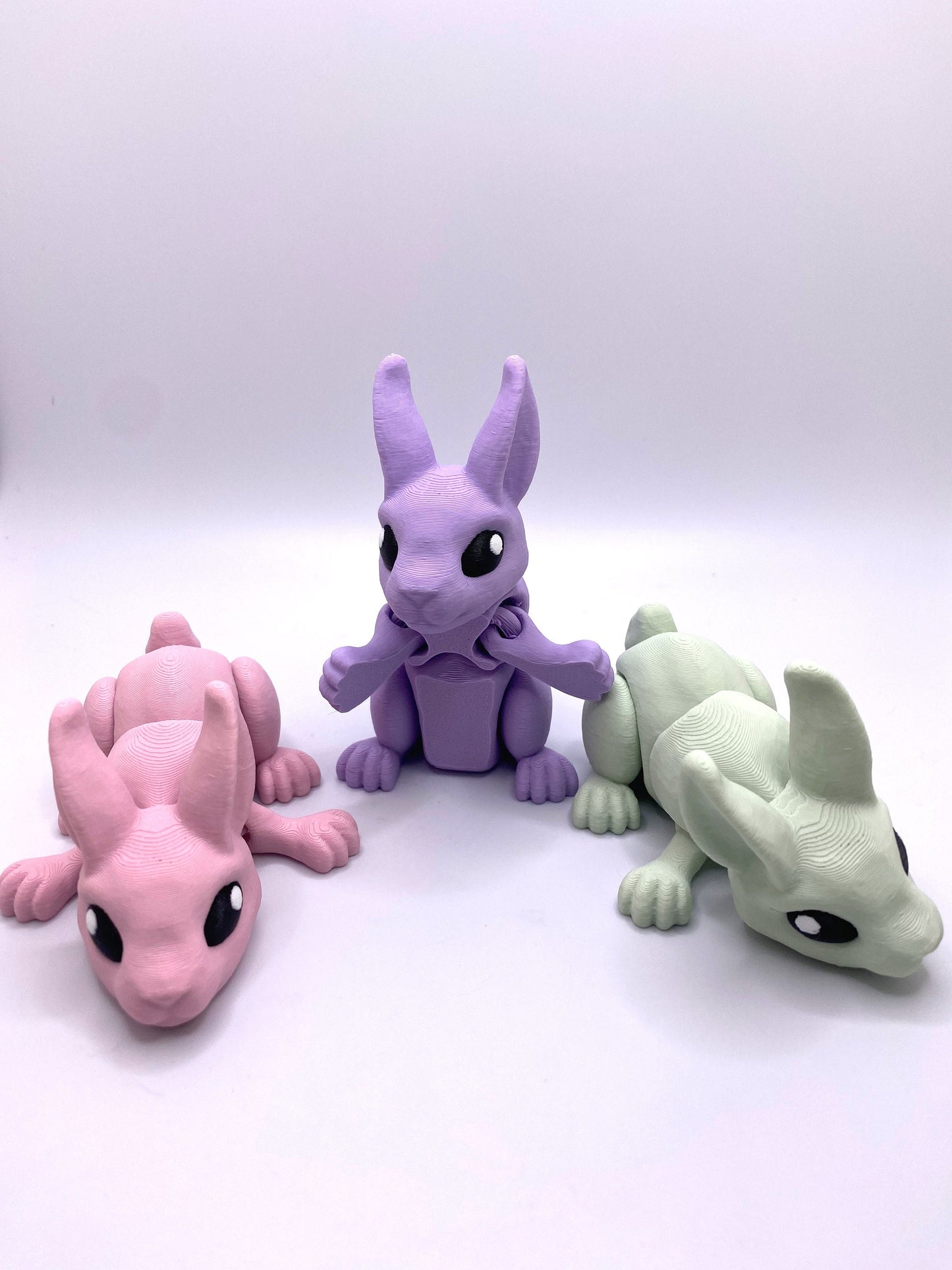 Mini Tiny Bunnies with Articulated Limbs great for a fidget toy, home decor, Easter Celebration, or your Easter Basket.