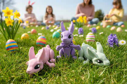 Mini Articulated Bunny Fidget Toy | 3D Printed Posable Flexi Rabbit