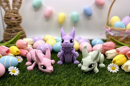 Mini Articulated Bunny Fidget Toy | 3D Printed Posable Flexi Rabbit