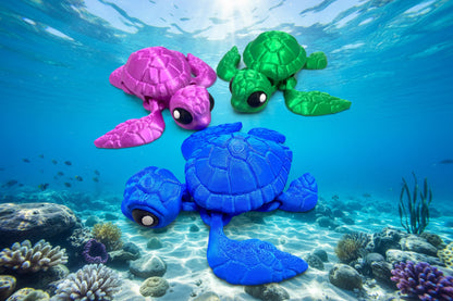 Articulated Sea Turtle Fidget Toy | 3D Printed Posable Flexi Turtle