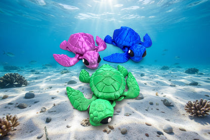 Articulated Sea Turtle Fidget Toy | 3D Printed Posable Flexi Turtle