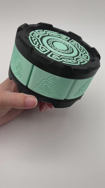 Celtic Stackable Mechanical 7-Door Dice Box | 3D Printed D&D Vault