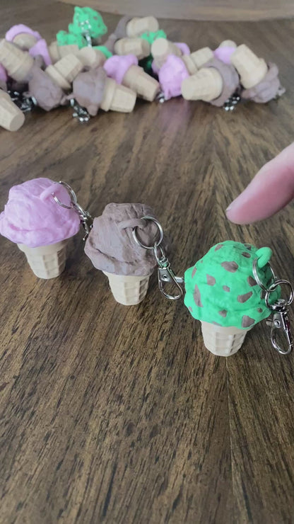 Ice Cream Fidget Clicker Keychain | 3D Printed Cone Sensory Toy