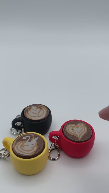 Latte Art Fidget Clicker Keychain | 3D Printed Mini Coffee Cup