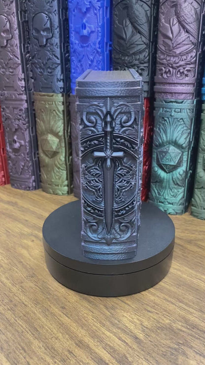 Fighter Reforged Tome DnD Dice Storage Tray | 3D Printed Book Box