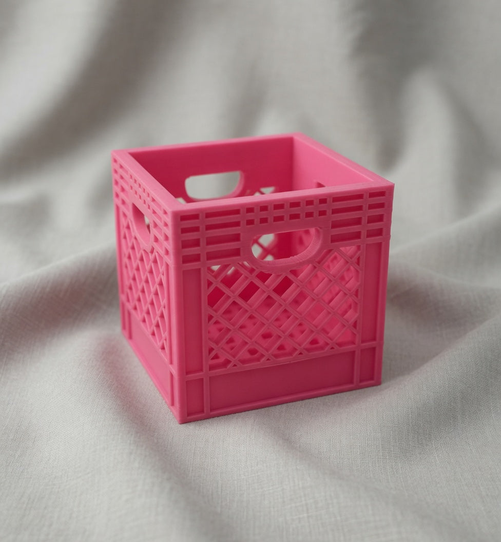 Mini Crate 3x3x3 Storage Box | 3D Printed Compact Desk Organizer